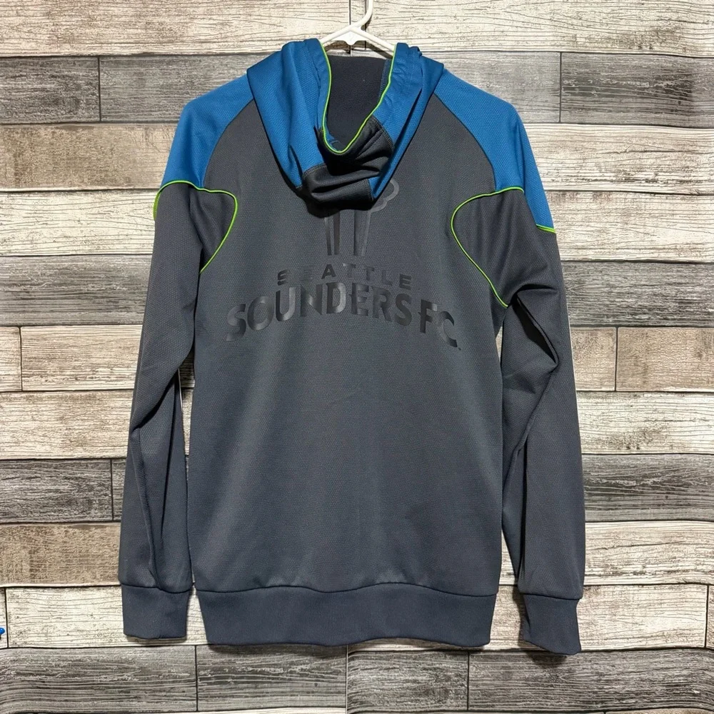 Adidas Seattle Sounders Fc Full Zip Hooded Jacket Men’s S Blue Gray MLS
